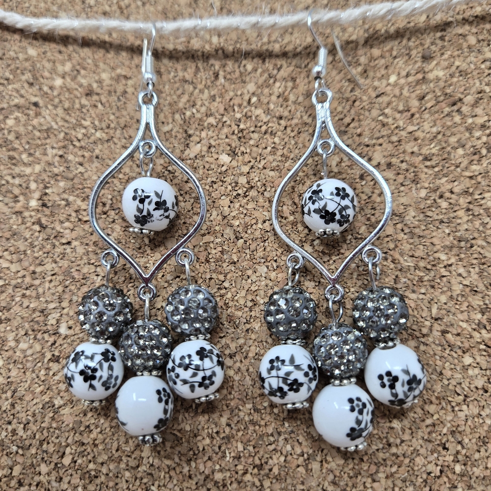 Chic Silver and Black Dangle Earrings